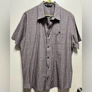 Travis Mathew Mens XL Shirt Gray Check short sleeve Button Up Casual